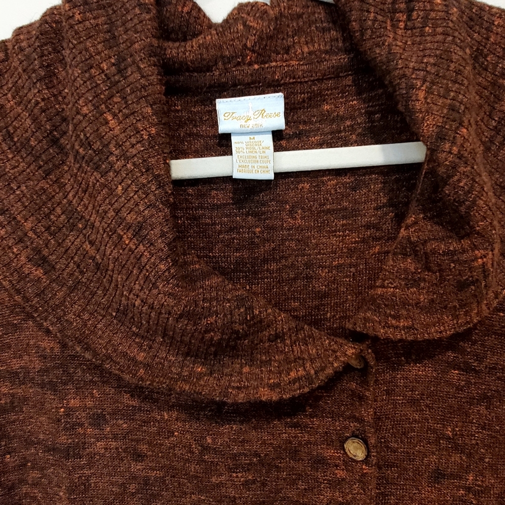 Tracy Reese Wool/Linen Cranberry Black Longline Vest Cardigan Sweater, Med, EUC - Picture 3 of 16